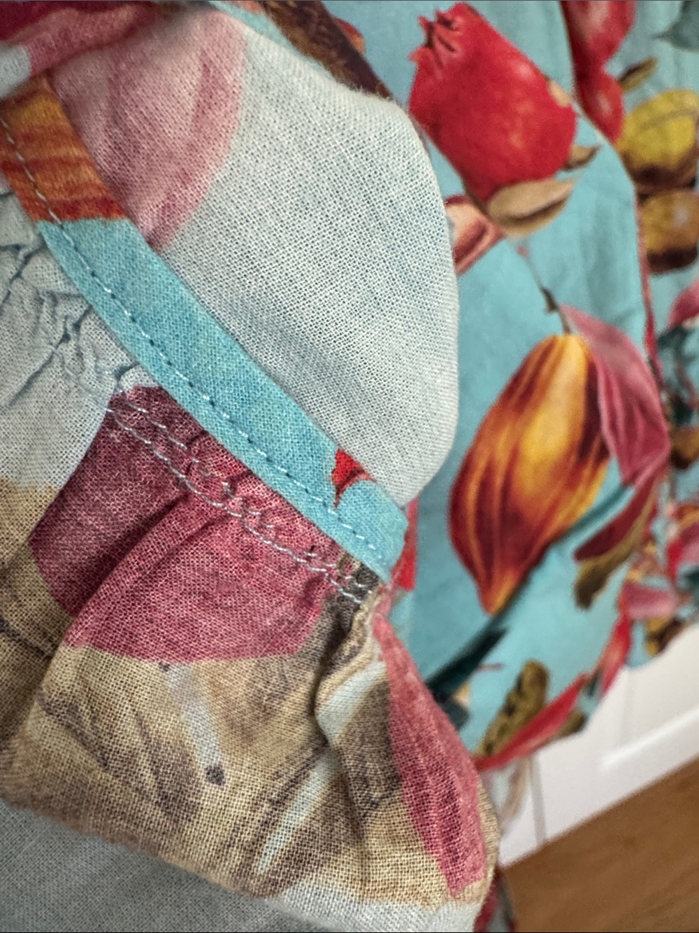 Cara Cara Aqua Tiered Maxi Skirt with Fruit Print - Picture 4 of 5